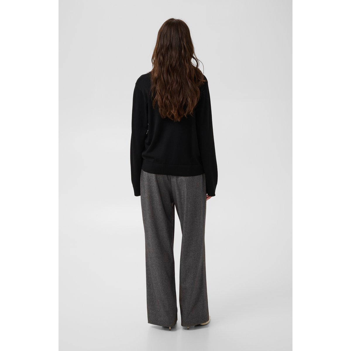 Pull en maille manches longues noir meteorite, CULTURE