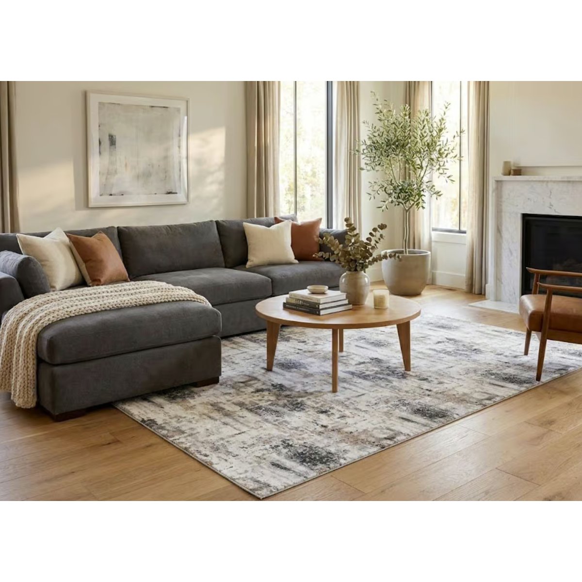 Tapis moderne tissé plat BRIGHTON gris, NOVATREND