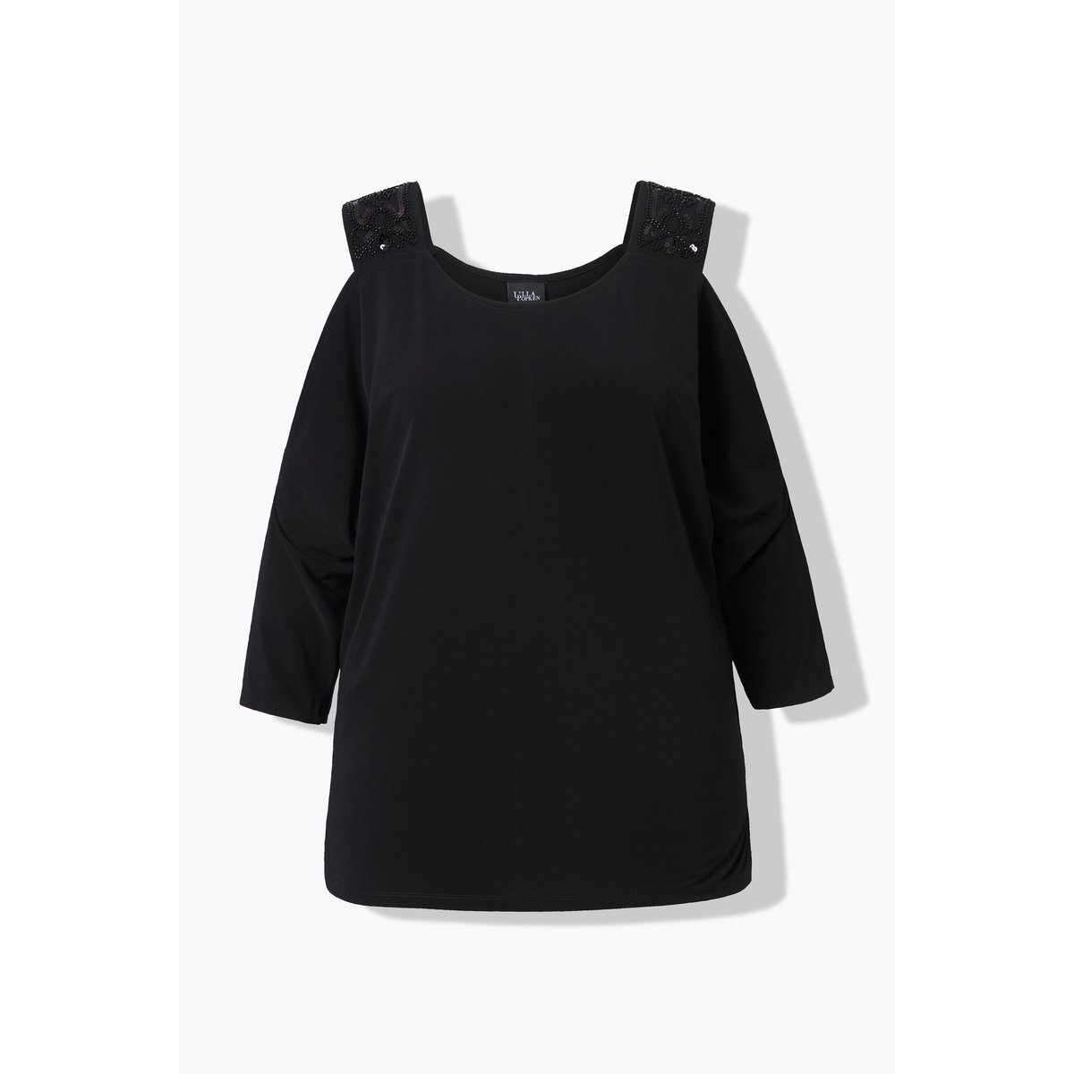 T-shirt confortable. Découpes au niveau des noir, ULLA POPKEN