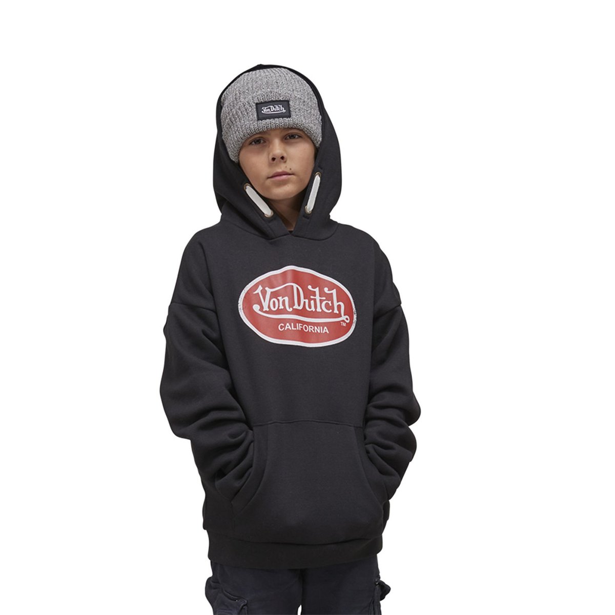 Sweat à capuche Kool noir/rouge/blanc, VON DUTCH