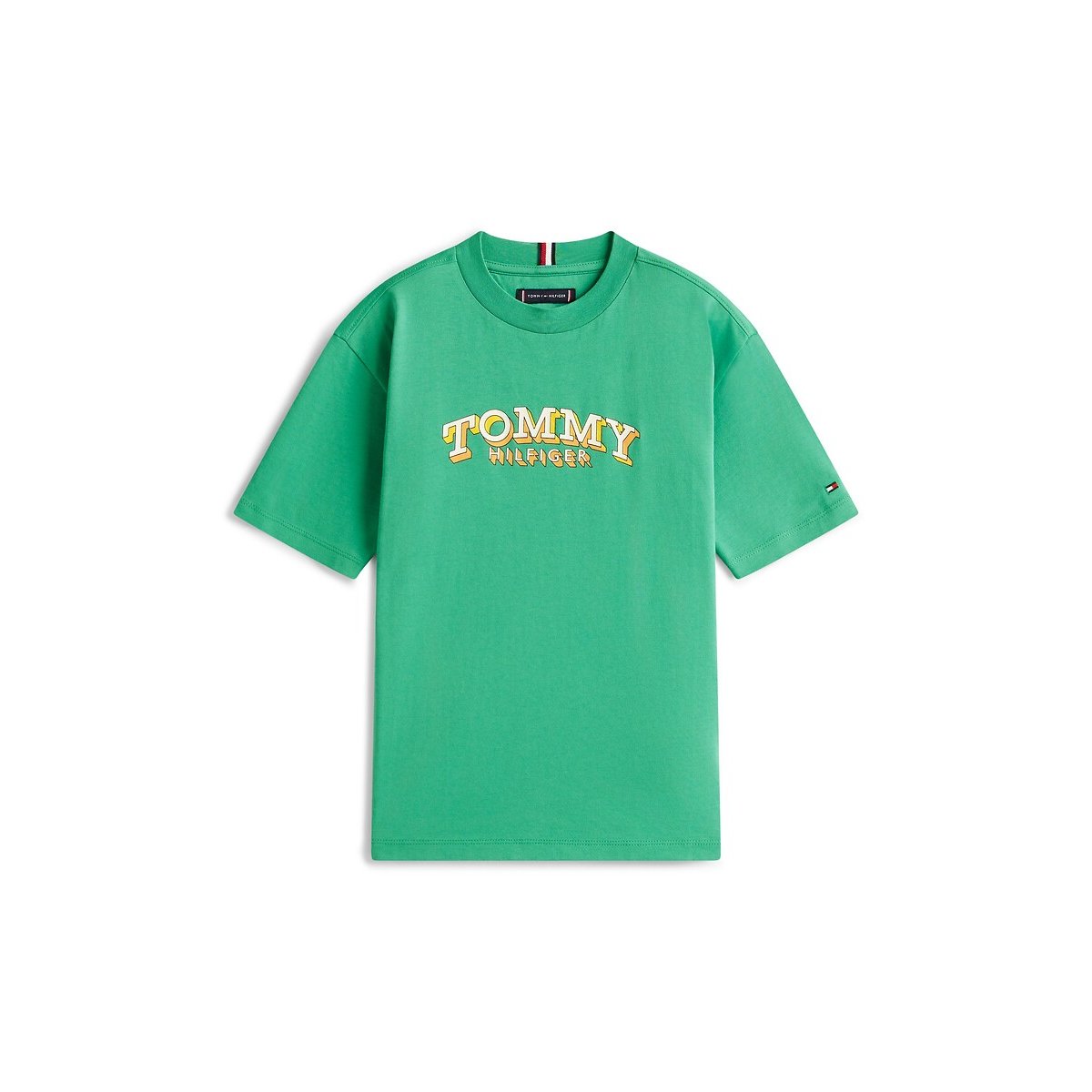 T-shirt en coton manches courtes vert, TOMMY HILFIGER