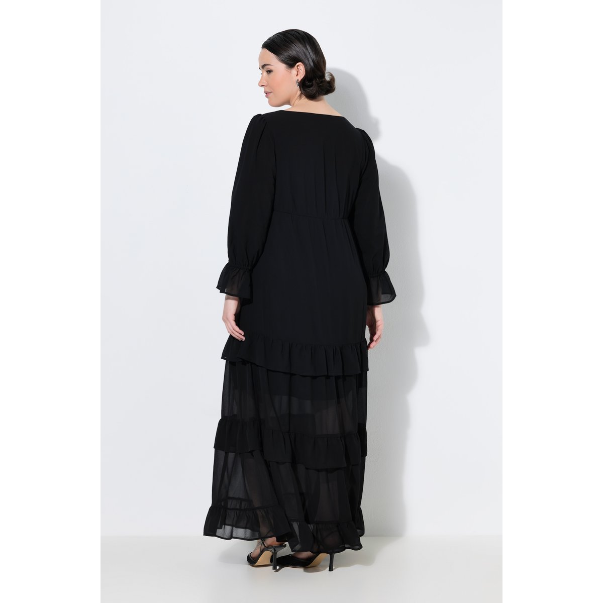 Robe maxi taille empire, coupe évasée noir, ULLA POPKEN