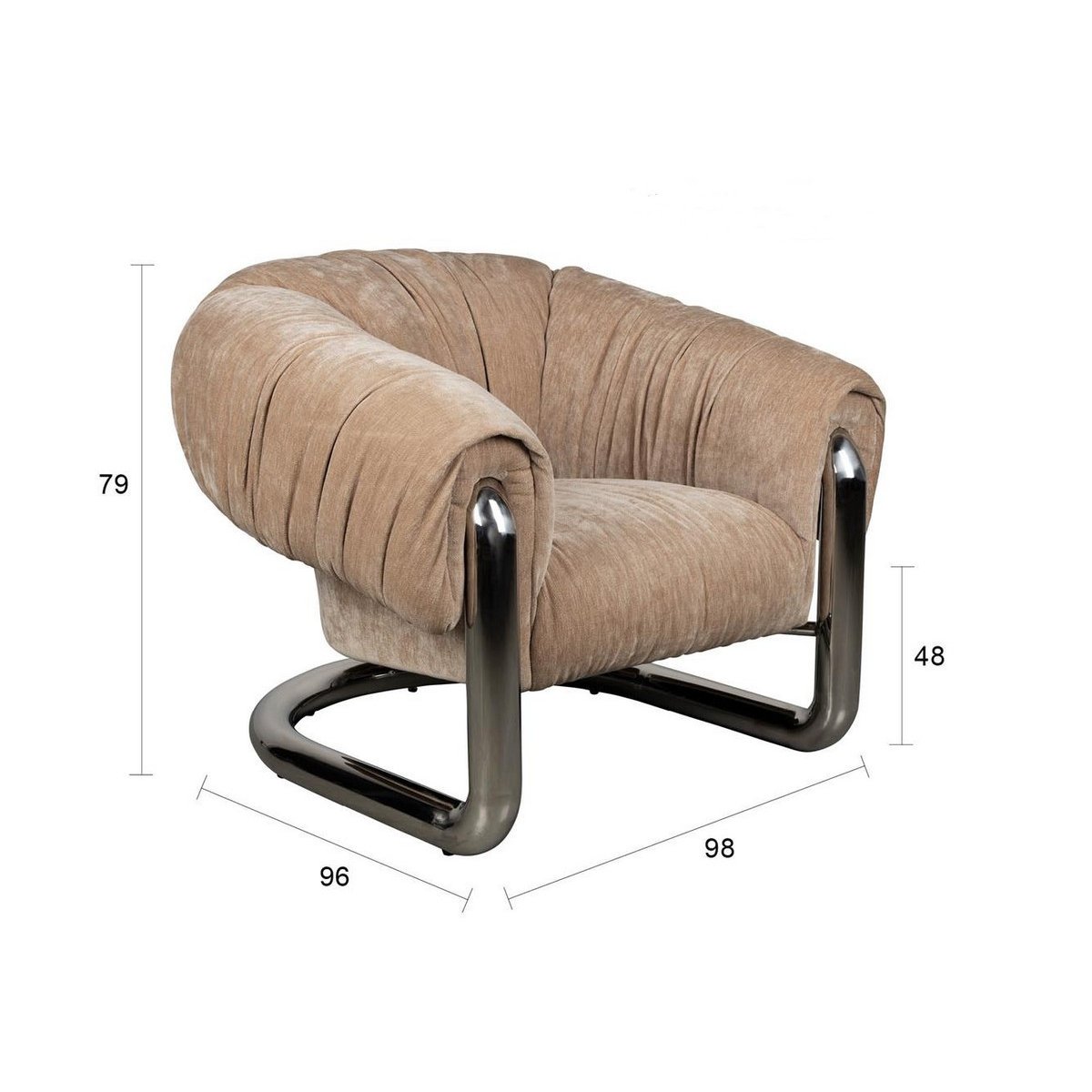 Fauteuil en velours - MARLY beige, DUTCHBONE