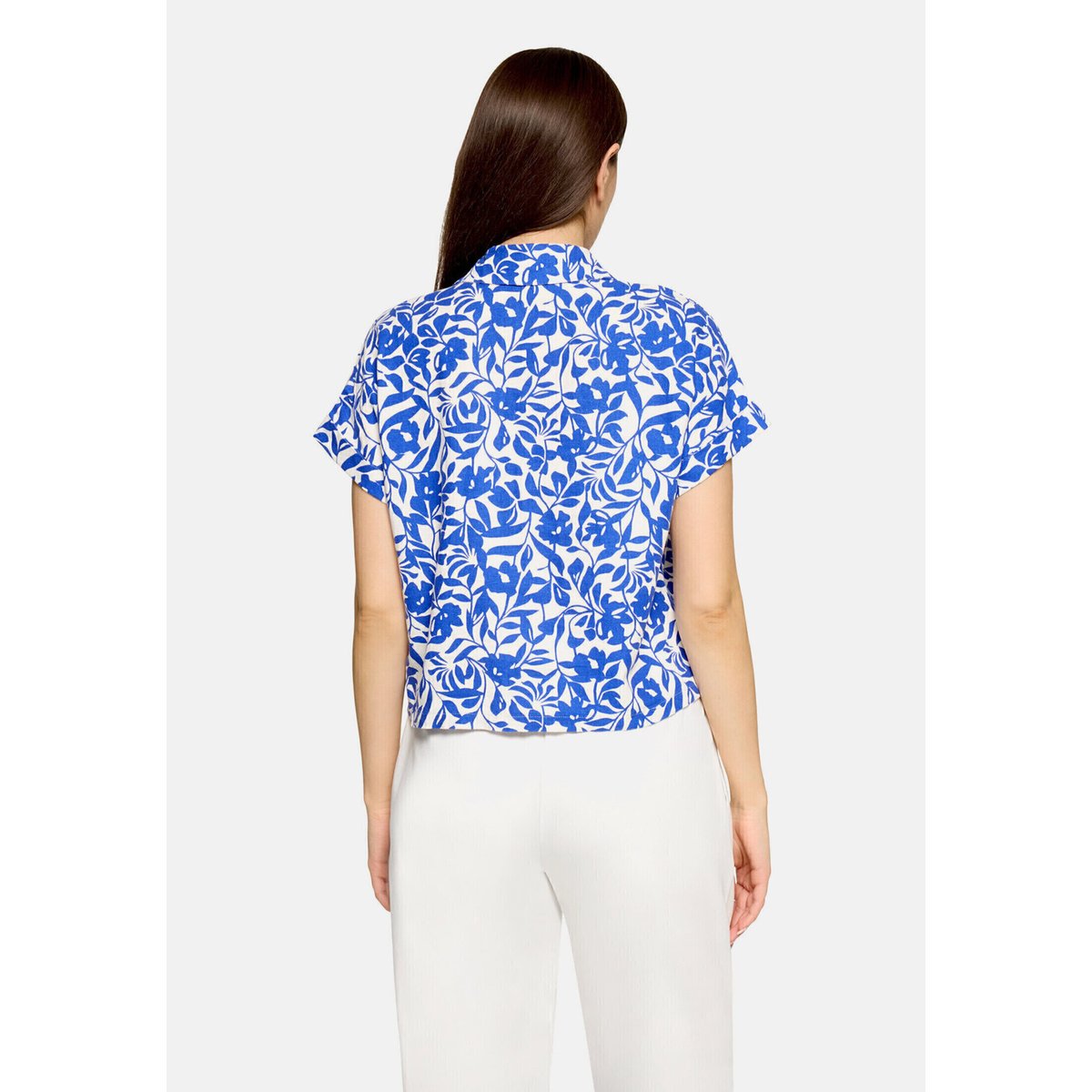 Chemisier en lin à col blanc/bleu, BETTY BARCLAY