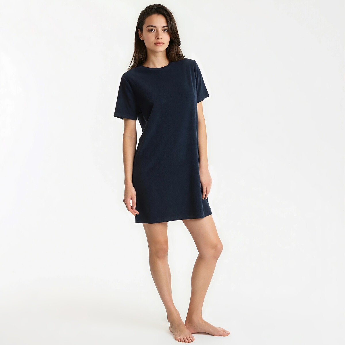 Chemise de nuit en maille éponge marine, LA REDOUTE COLLECTIONS