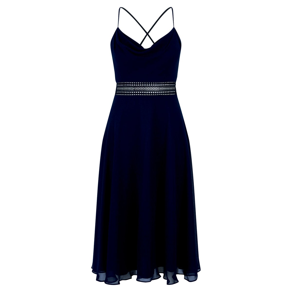 Robe de cocktail à encolure bénitier night sky, VERA MONT