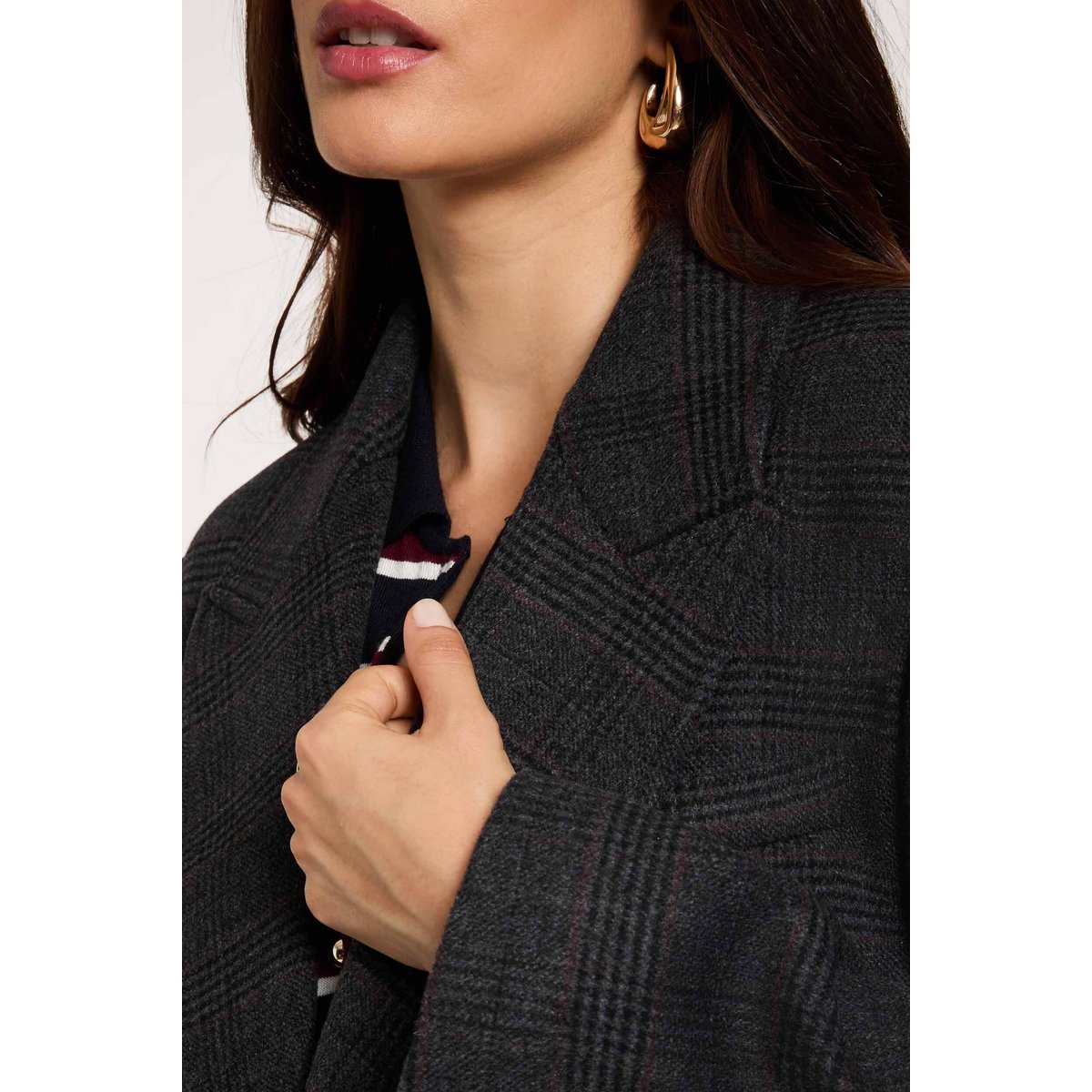 Manteau tweed col tailleur multicolore, MORGAN