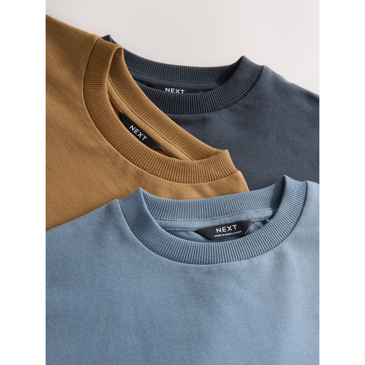 Sweat-shirt uni, lot de 3 bleu/marron, NEXT