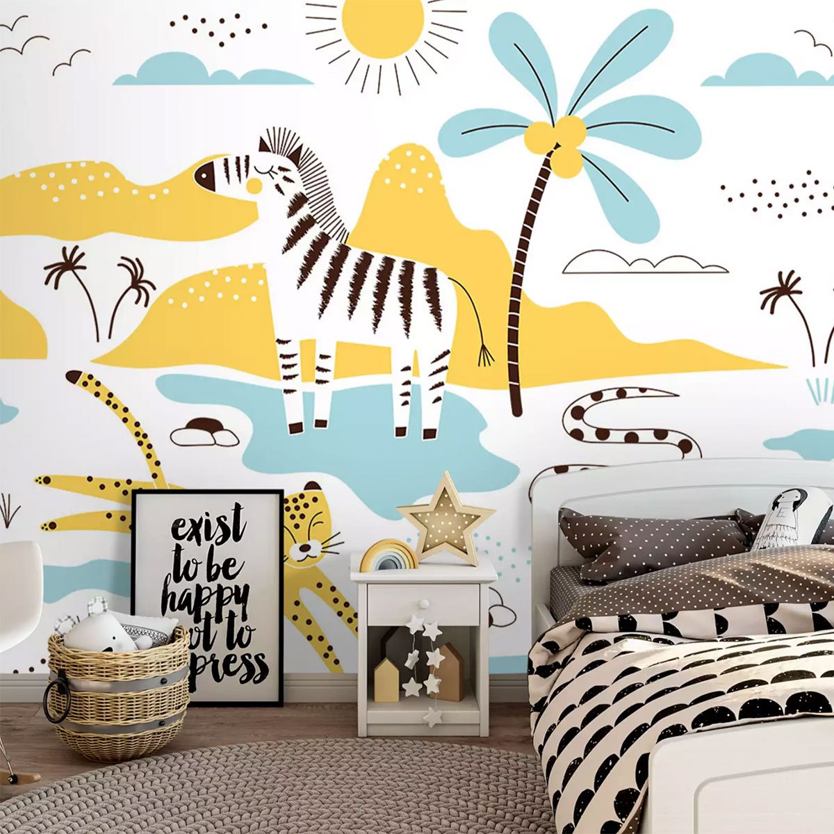 Papier peint enfant zou le zebre intissé, HEXOA
