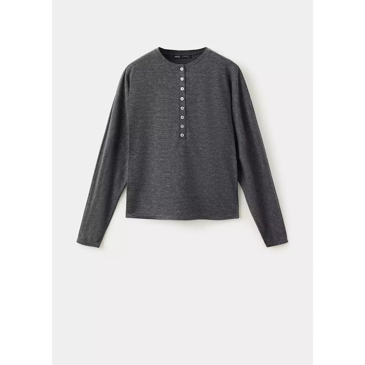 Pull en maille à boutons gris, MANGO