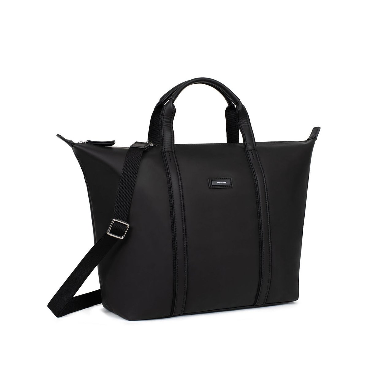 Sac cabas porté main TARA noir, HEXAGONA