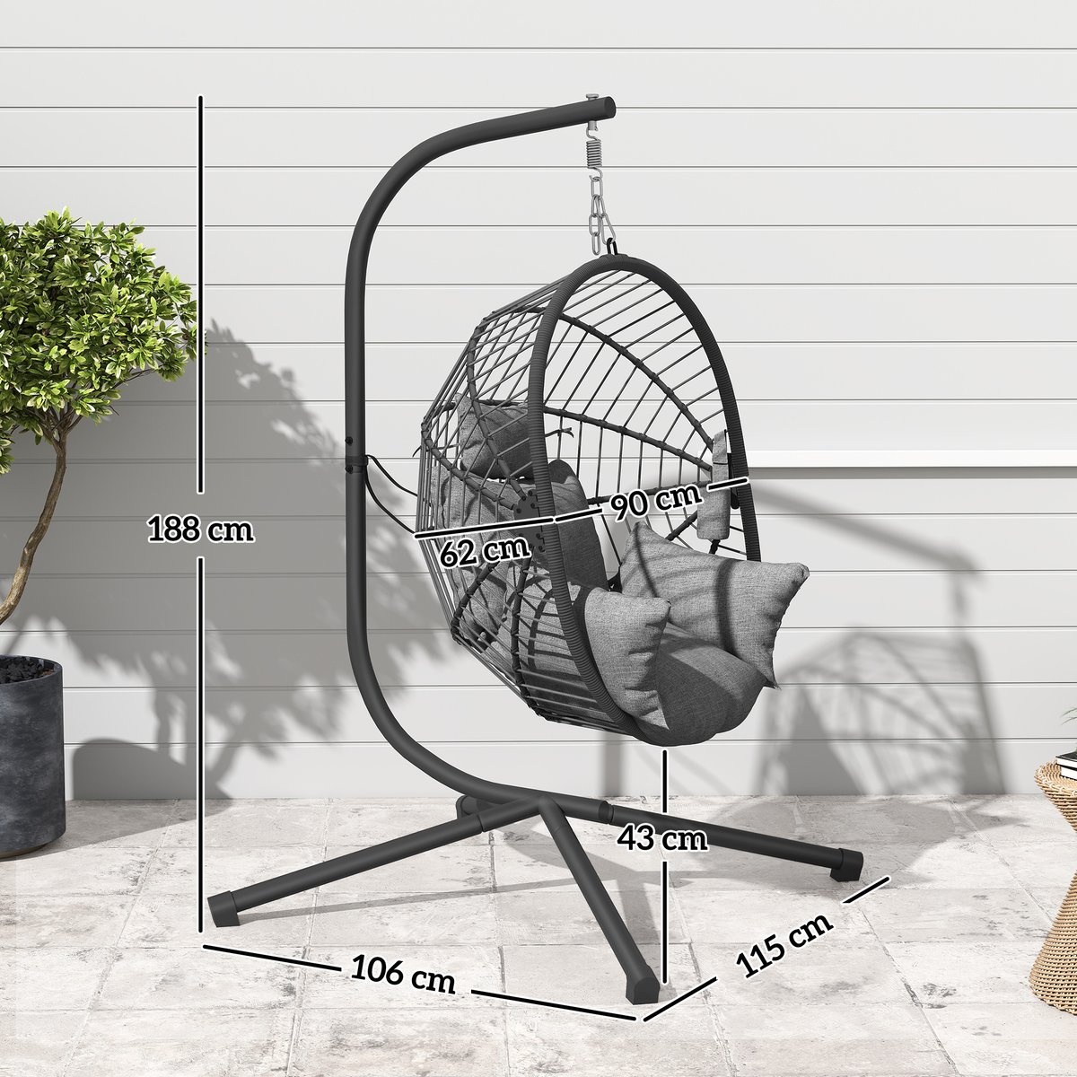 Fauteuil à bascule Acier Gris gris, OUTSUNNY