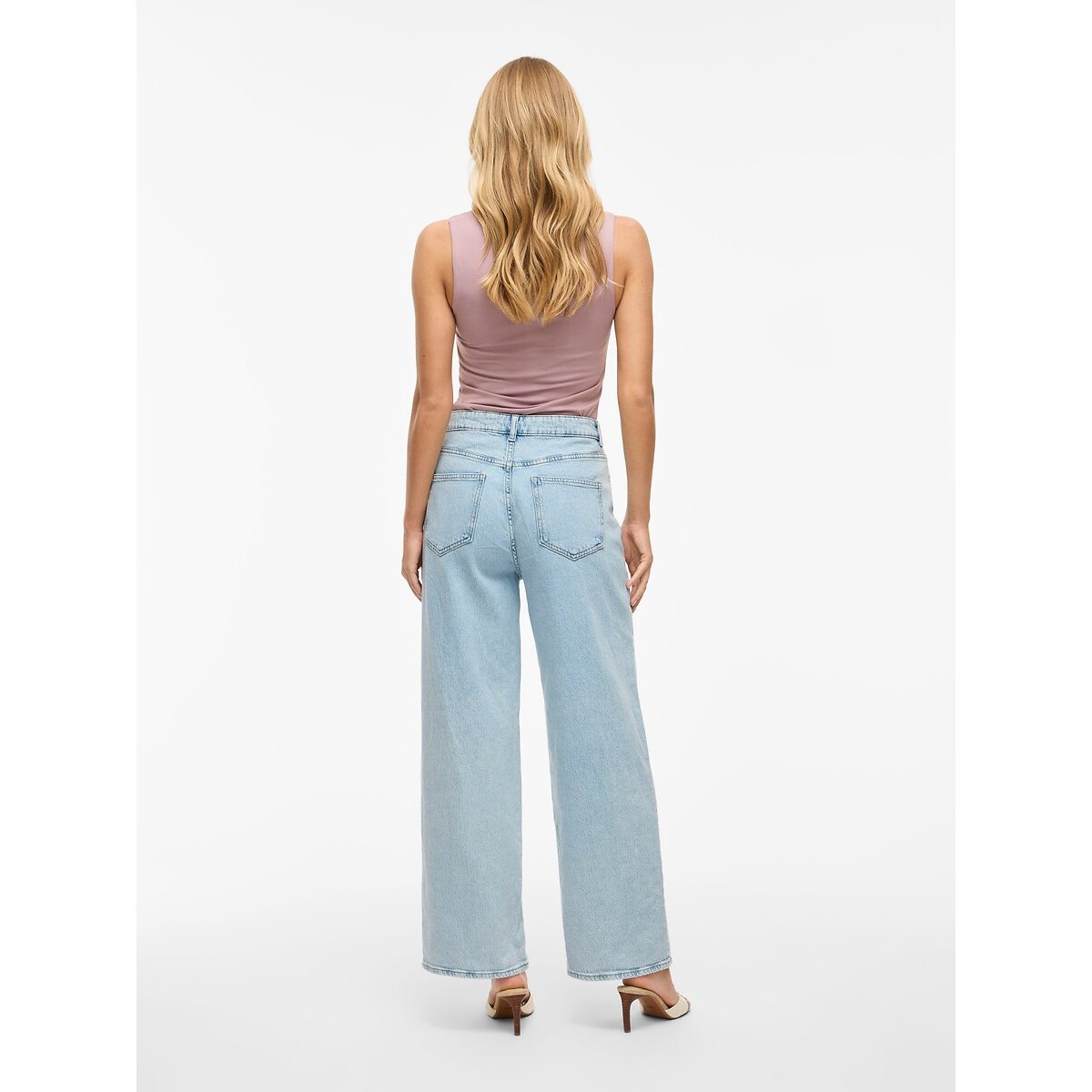 Jean large, taille haute light blue denim, VILA