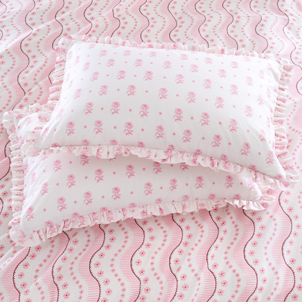 Spitalfield Bunches Cotton Pillowcase Pair pink, CATH KIDSTON
