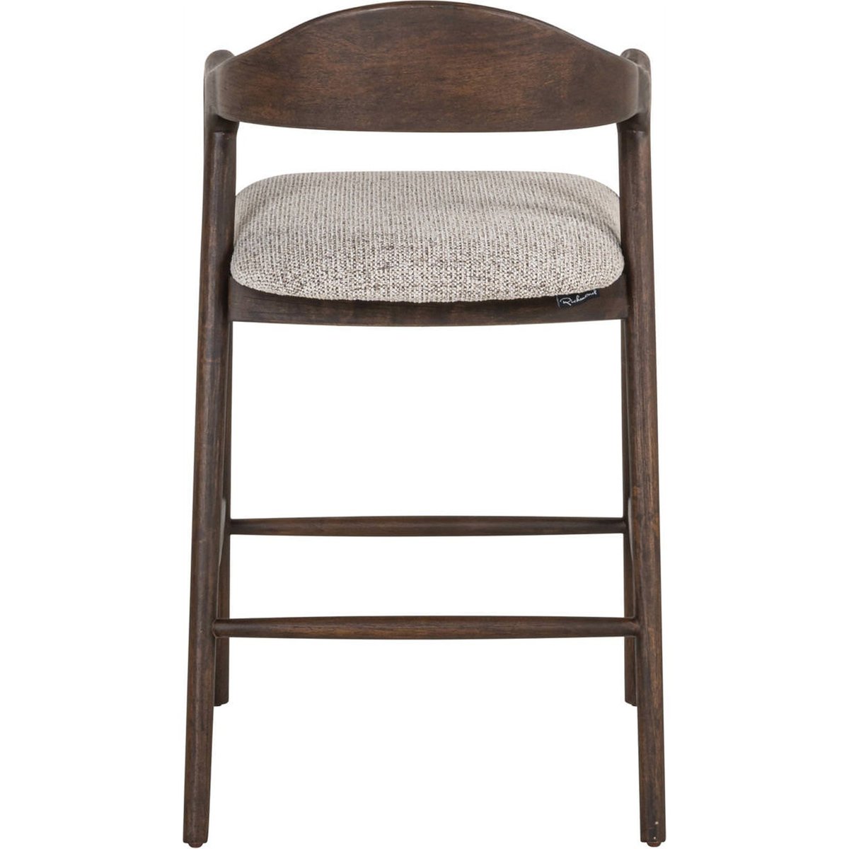 Tabouret de comptoir en bois et tissu mocca fancy, RECOLLECTION