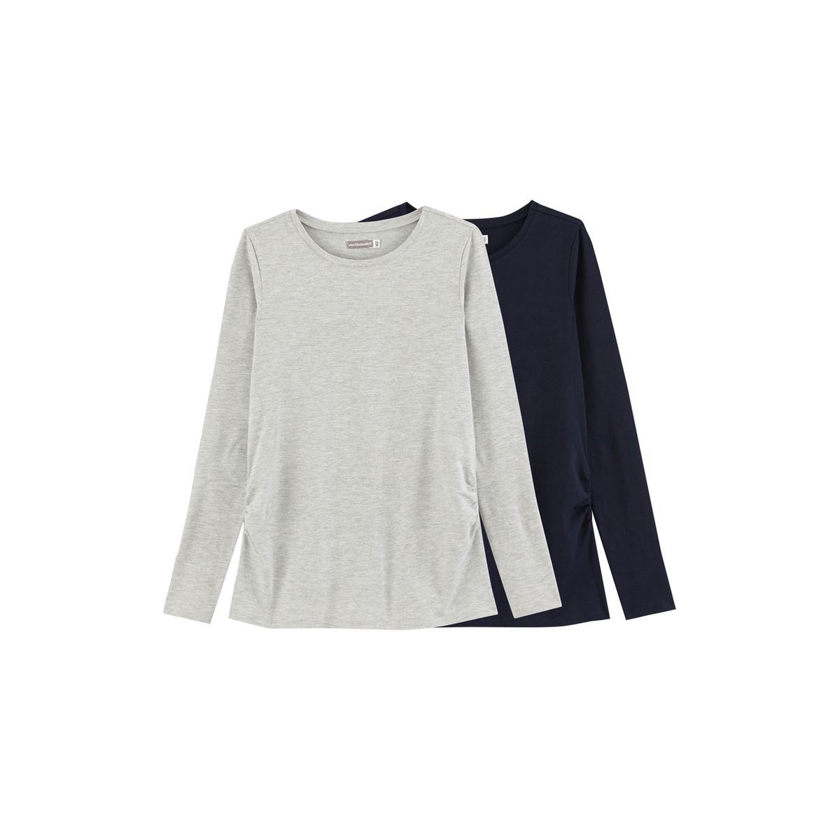 Lot de 2 T-shirts manches longues grossesse lot marine/gris, VERTBAUDET