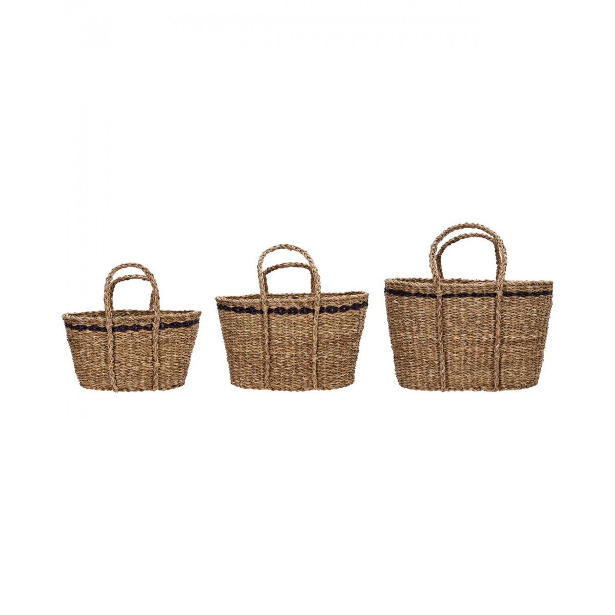 Lot de 3 paniers en jonc de mer Laine 48x36 cm nature, HOUSE DOCTOR