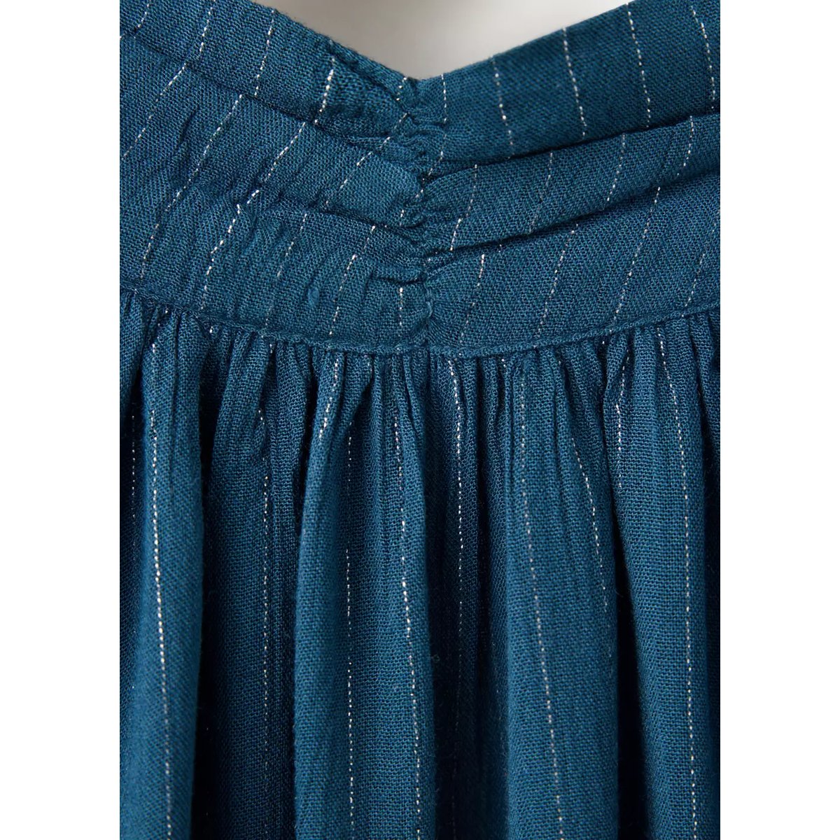 Blouse à col halter rayée en fil métallisé bleu pétrole, MANGO TEEN