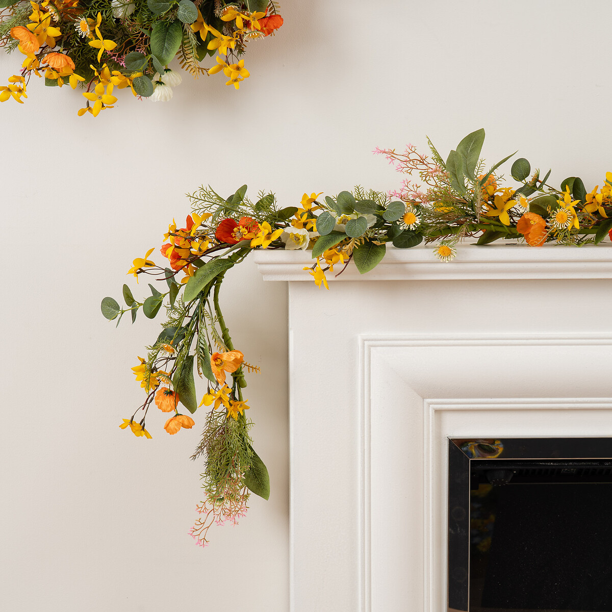 150cm Rustic Forsythia & Poppy Garland yellow, SO'HOME