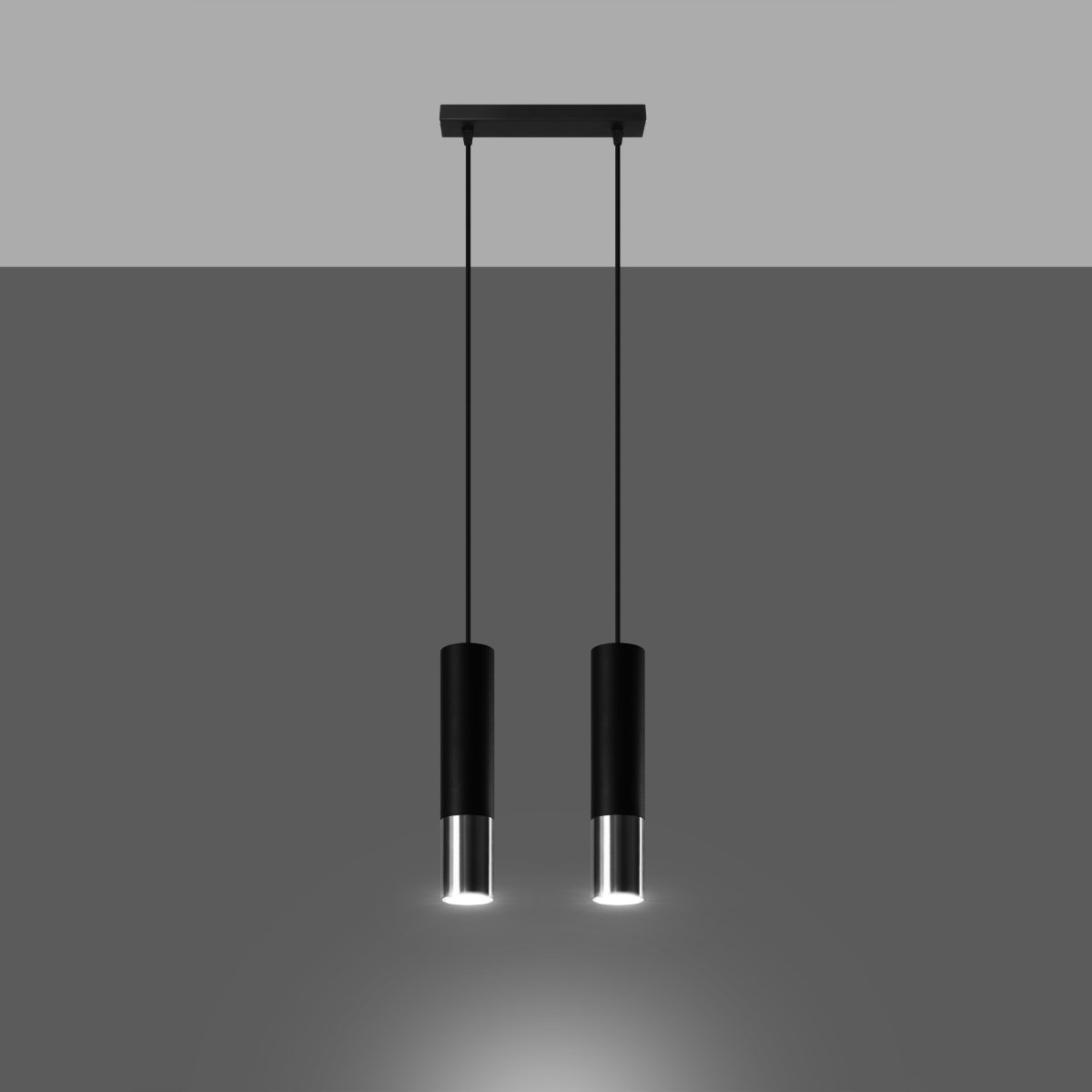 Suspension Acier Noir/Chromé GU10 2 Loopez noir, EDEN