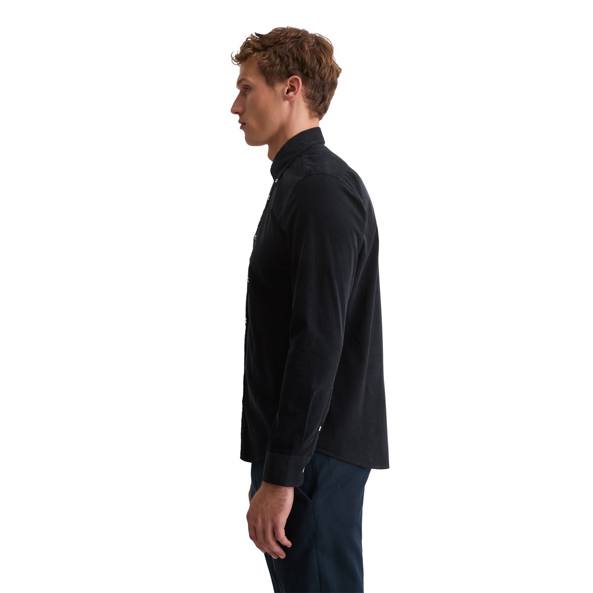 Chemise en velours côtelé shaped en pur coton bio bleu foncé, MARC O'POLO