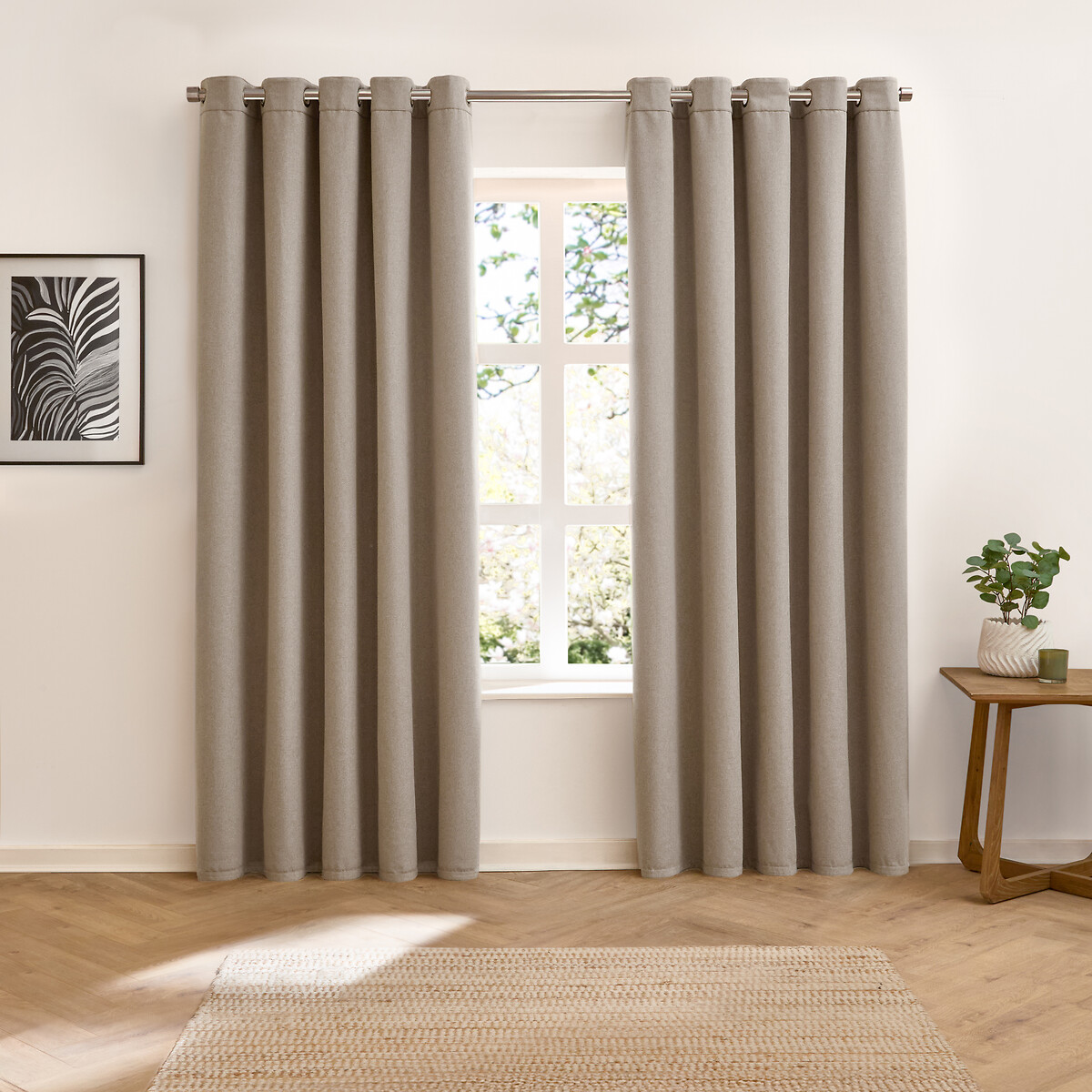 Verso Reversible Suede-look Blackout Eyelet Curtains charcoal, FURN.