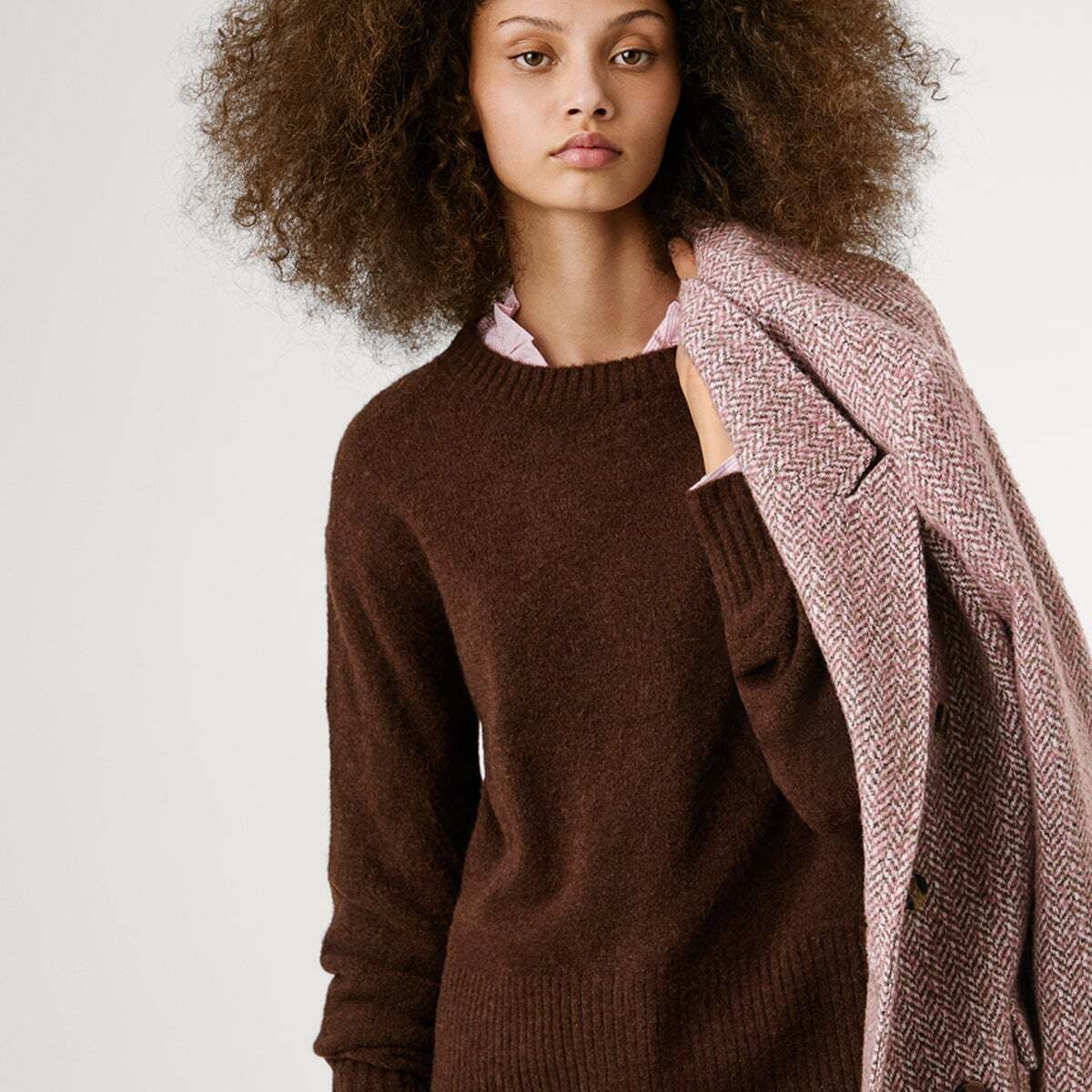 Pull col rond CECIL brun chocolat, PEPE JEANS