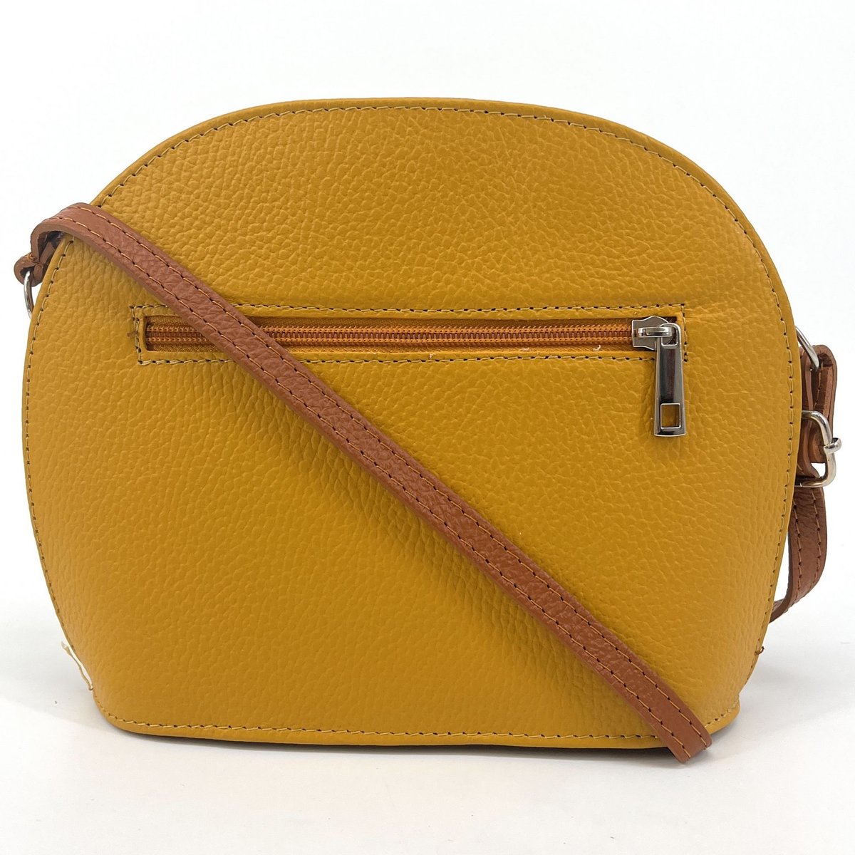 Sac trotteur à bandoulière en cuir grainé NAAN jaune moutarde, OH MY BAG