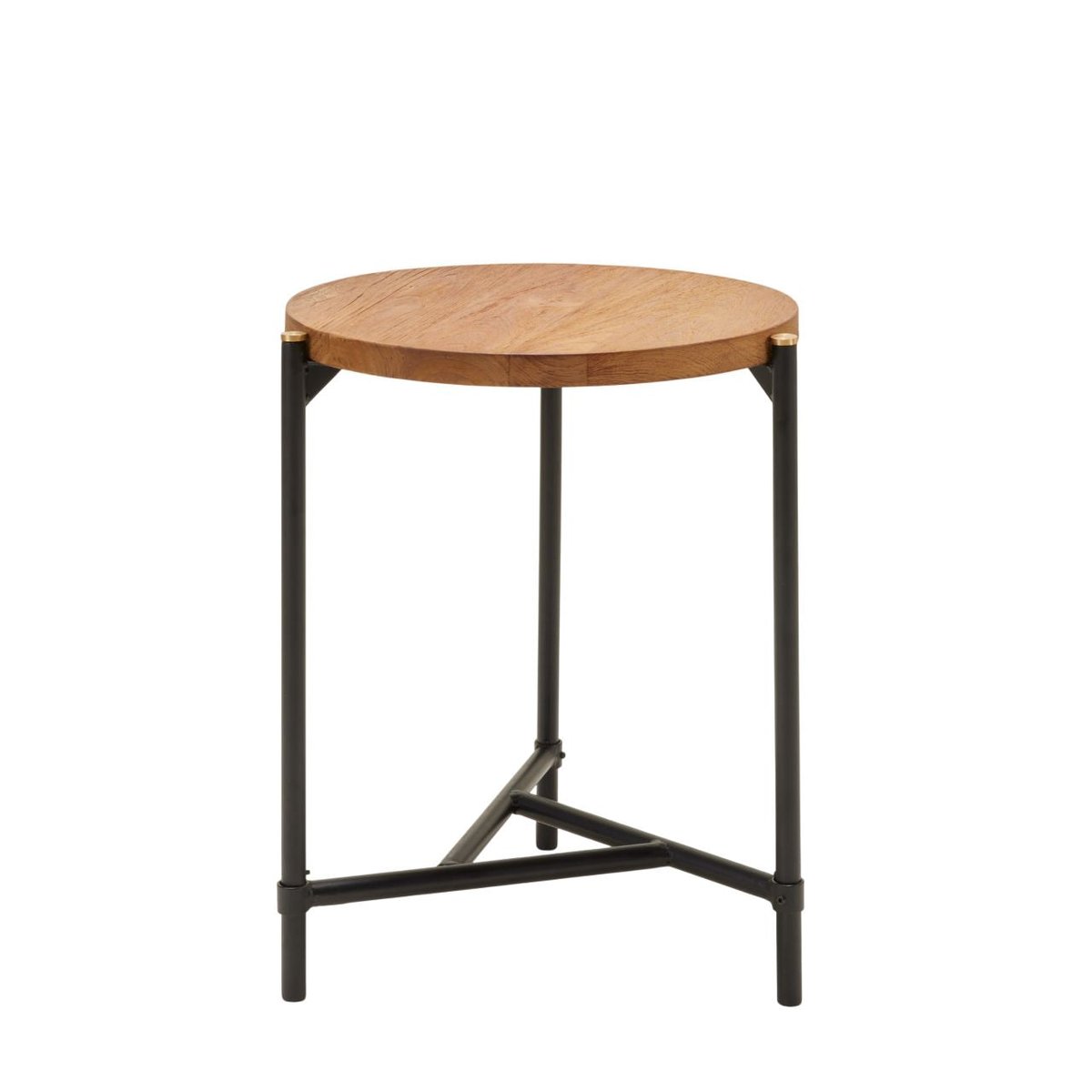 Table D'Appoint en bois teck et métal graphique THIMEA teck recyclé et noir, MADURA