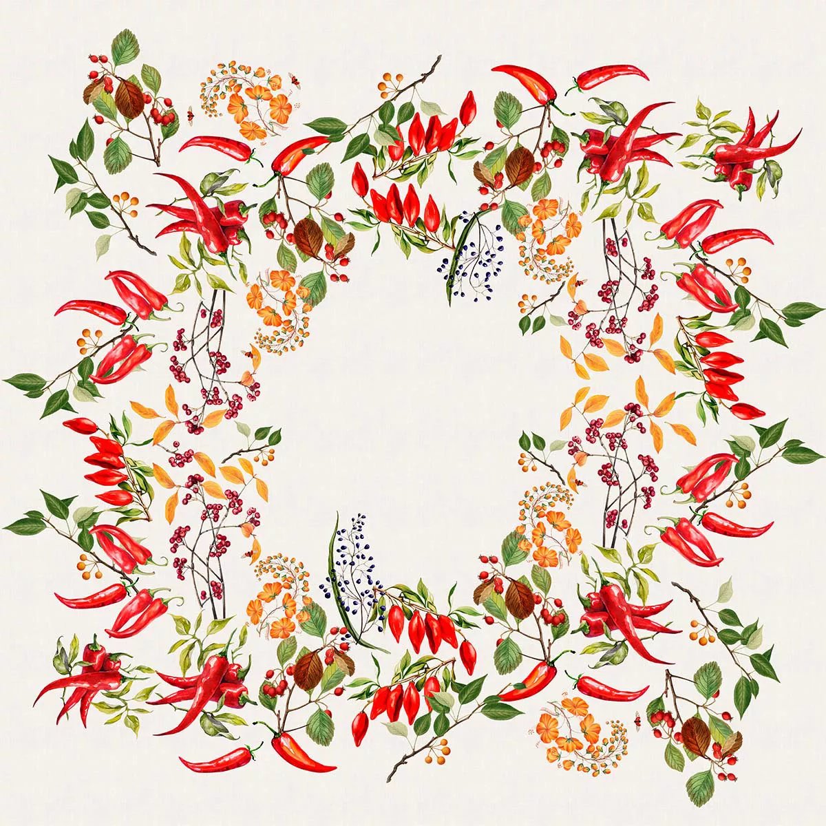 Nappe lin & coton lavé PIMENTS DOUX caliente, GARNIER THIEBAUT