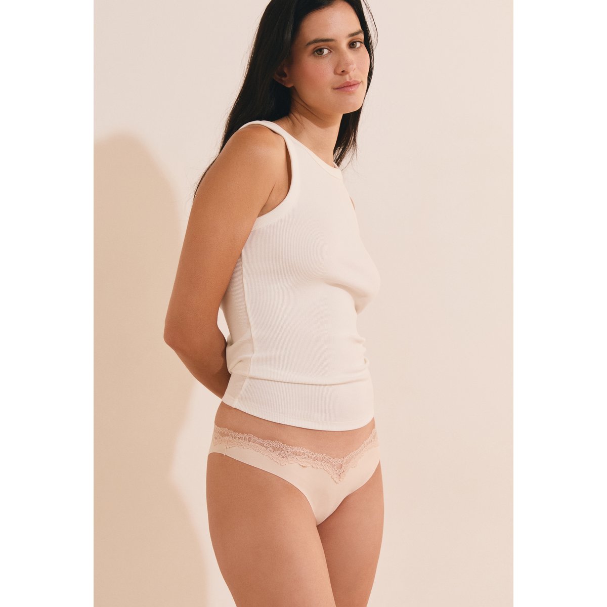 Culotte avec détail dentelle FARA lin, ETAM