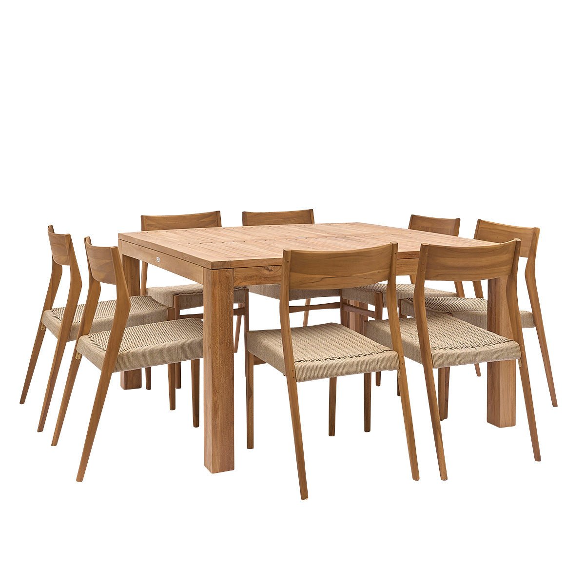 Salon de jardin en teck massif et cordage 8 places  LIVIE beige, BERAH GETAH