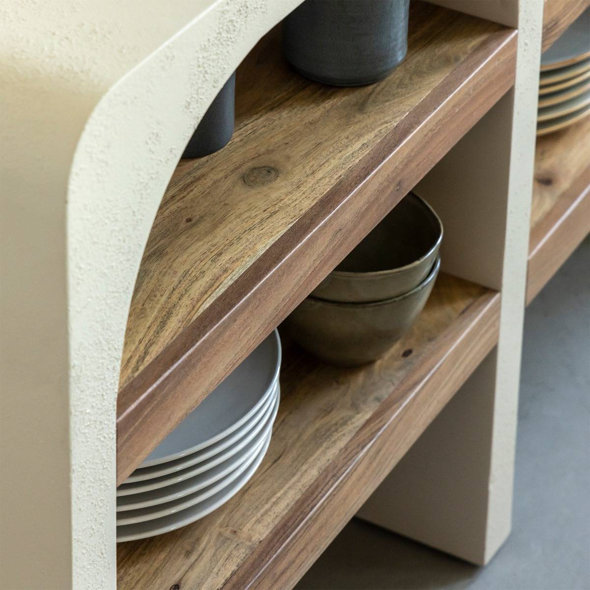 Console en bois effet béton DALVA blanc, MADE IN MEUBLES 