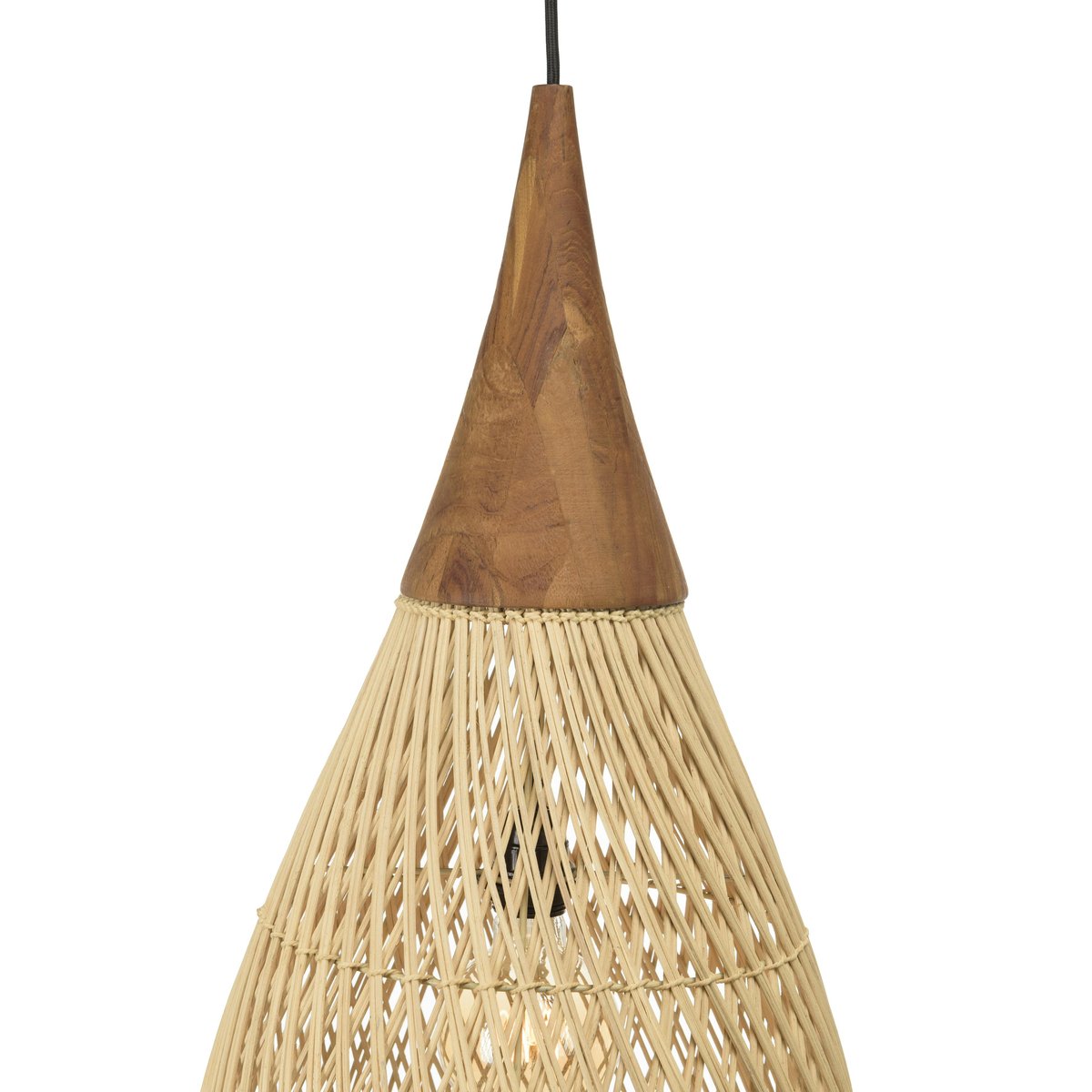 Suspension goutte en rotin 35cm FOLELLI ecru, PIER IMPORT