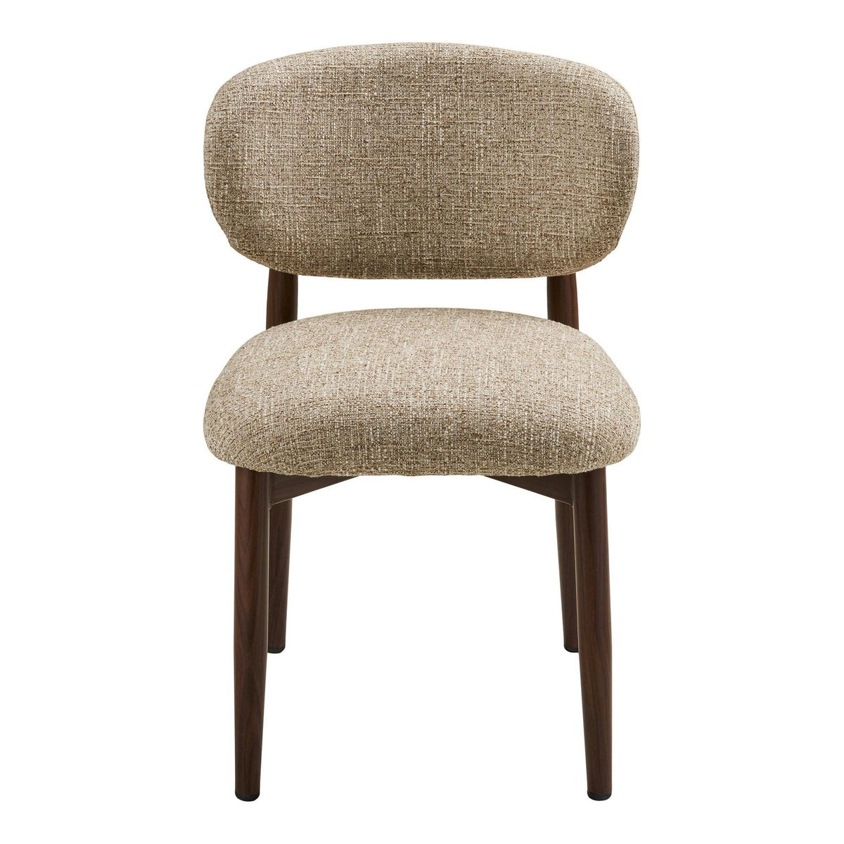 Chaise rétro en tissu, structure bois (lot de 2) BEGO brun clair, PIER IMPORT