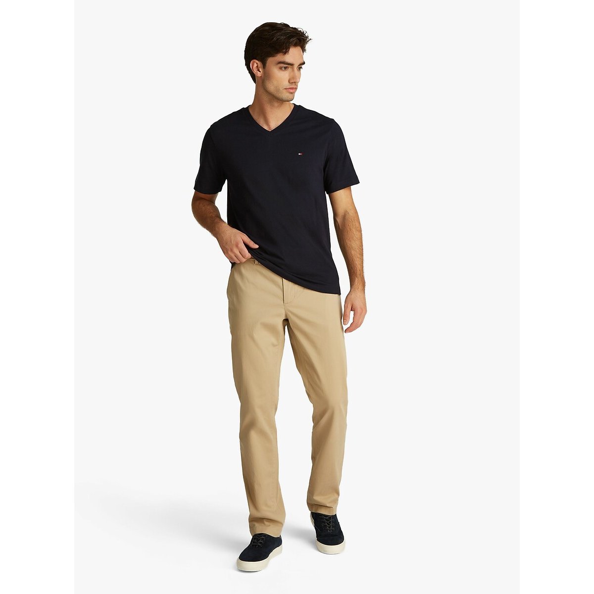 T-shirt col V bleu foncé, TOMMY HILFIGER