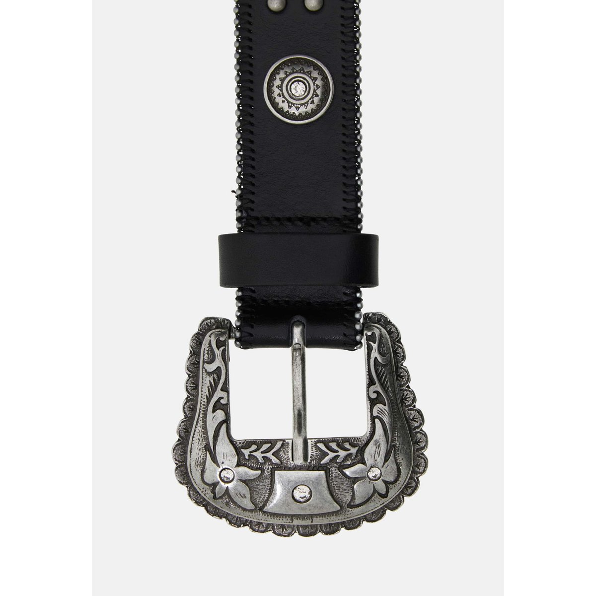 Ceinture Cloutée En Cuir Véritable noir, GUESS
