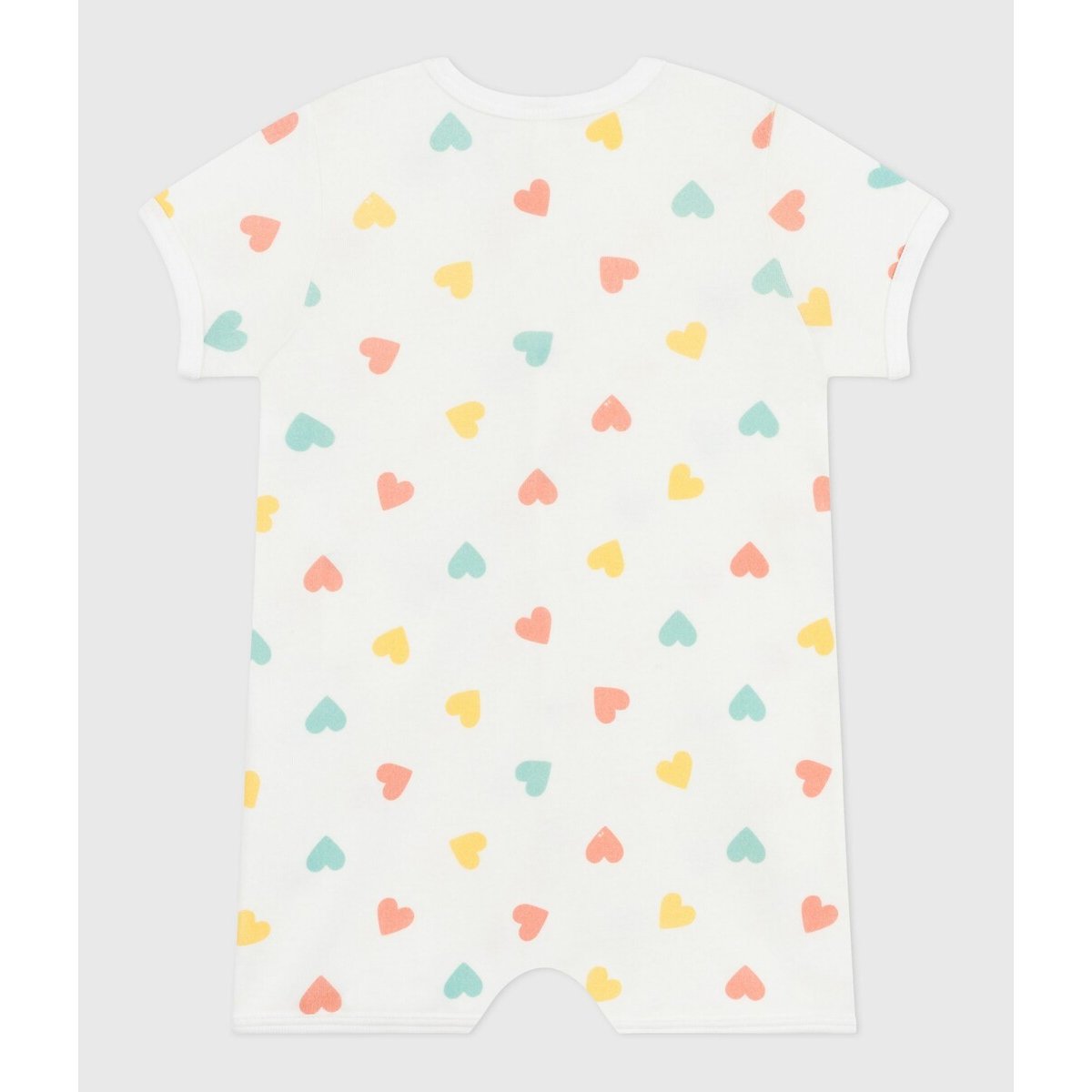 Combinaison courte en coton cœurs blanc, PETIT BATEAU