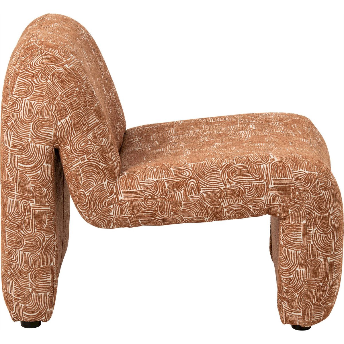 Chaise longue en tissu motif rétro rouille, RECOLLECTION