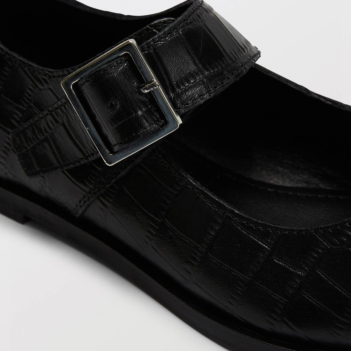 Babies en cuir imitation crocodile noir, MONOPRIX