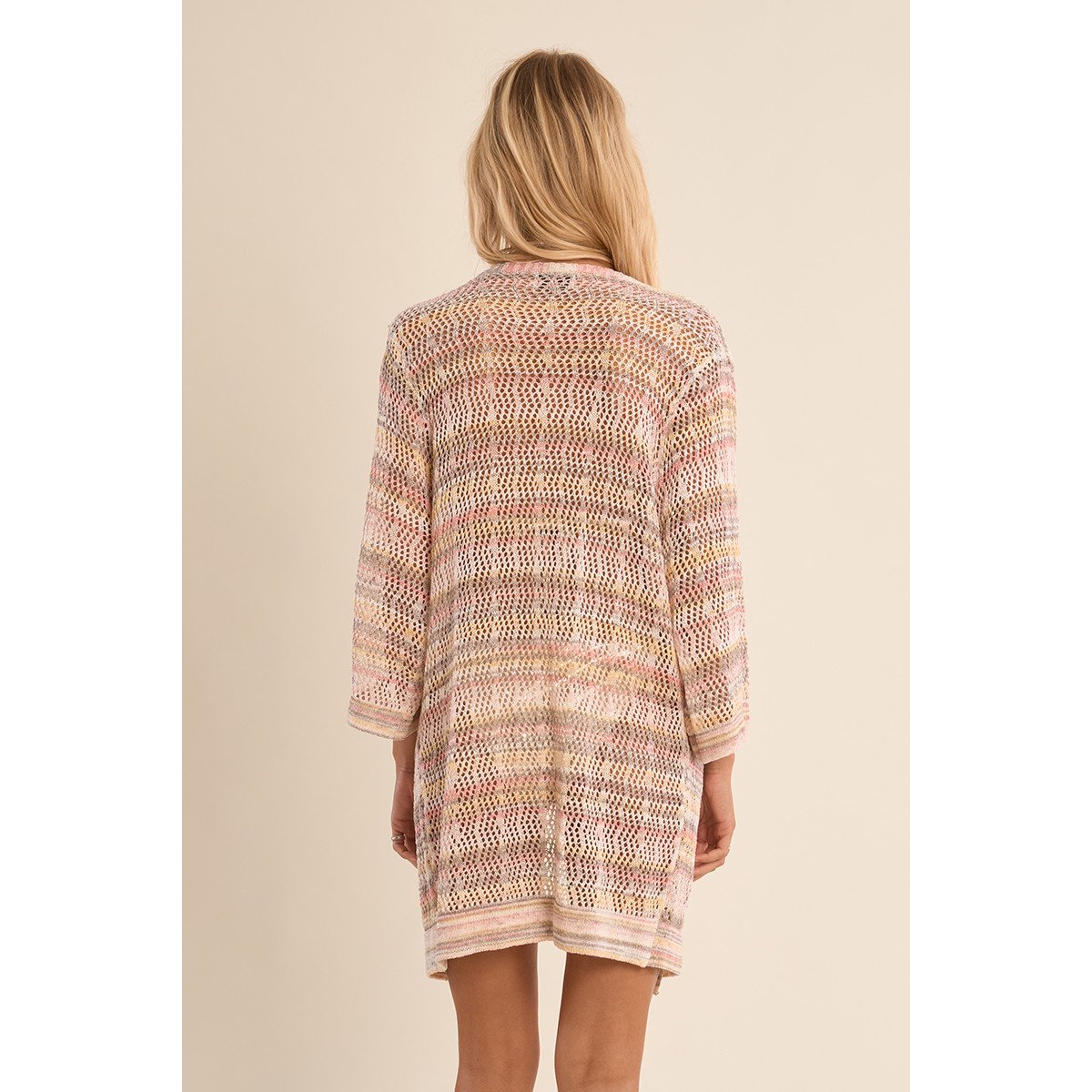 Gilet large ajouré rose, MOLLY BRACKEN
