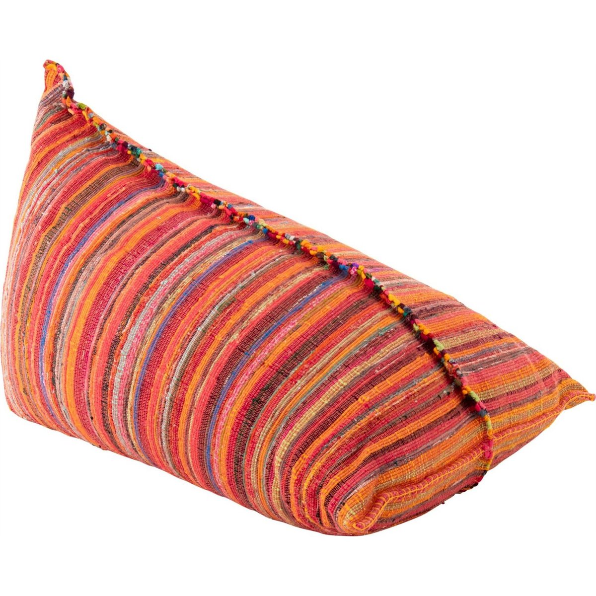Pouf poire rayé en coton multicolore à dominante orange, RECOLLECTION
