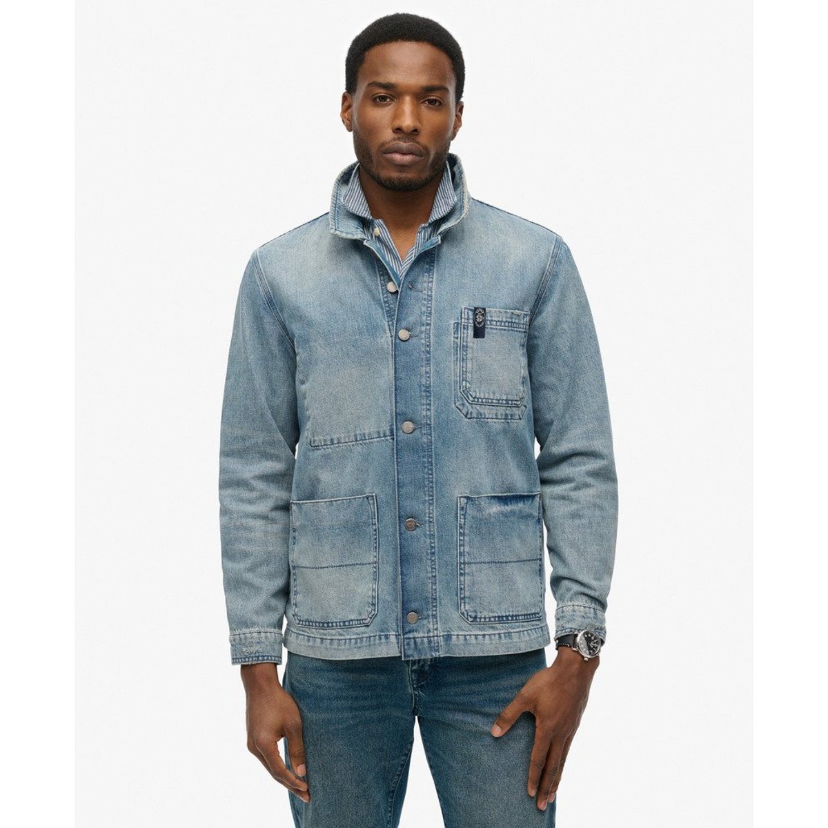 Veste Workwear en denim Merchant Store délavage vieilli, SUPERDRY