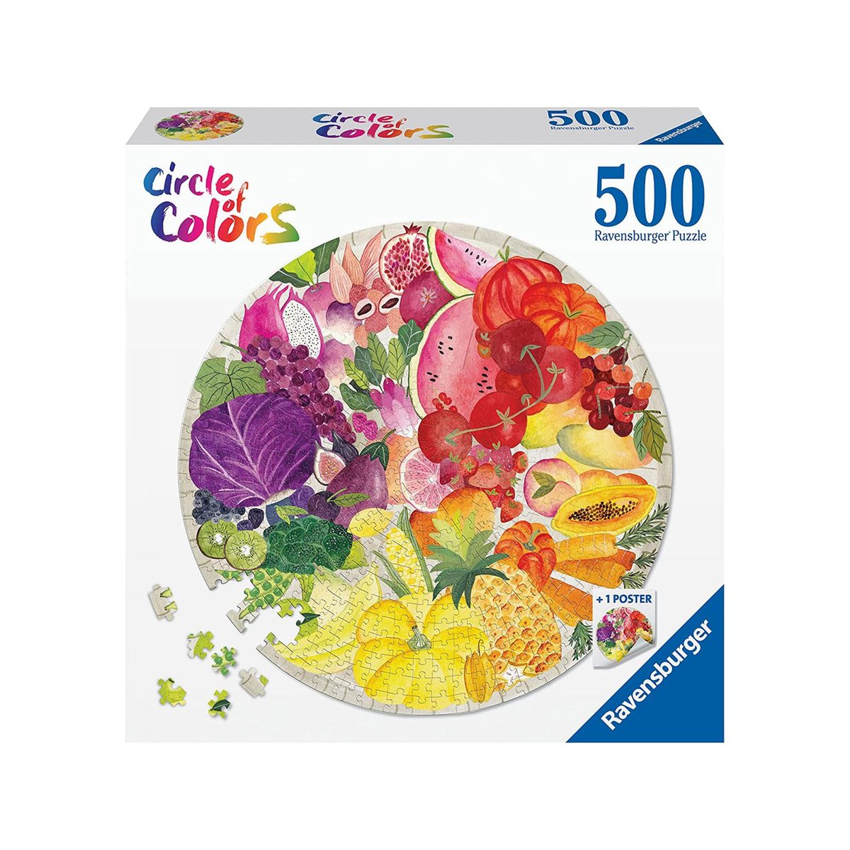 Puzzle rond 500 pièces - Fruits et légumes (Circle of Colors) couleur unique, RAVENSBURGER