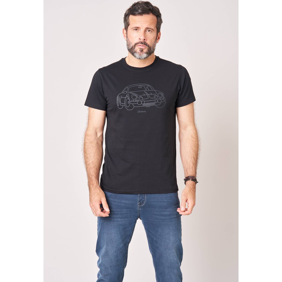 T-shirt regular homme en 100% coton avec imprimé en relief DUSTBORN black, DEELUXE