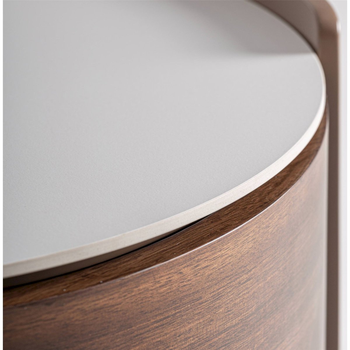 Table de chevet ronde bois S.GISWIL marron bois clair et blanc, RECOLLECTION
