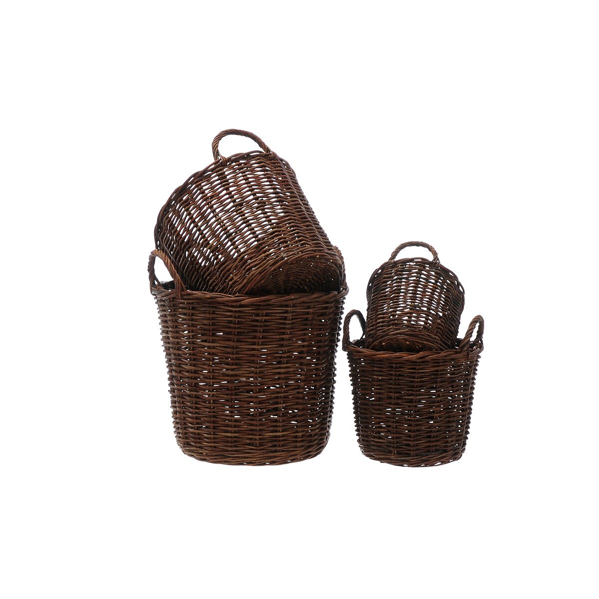 Set of 4 Assorted Sizes Natural Willow Storage Baskets brown , SO'HOME