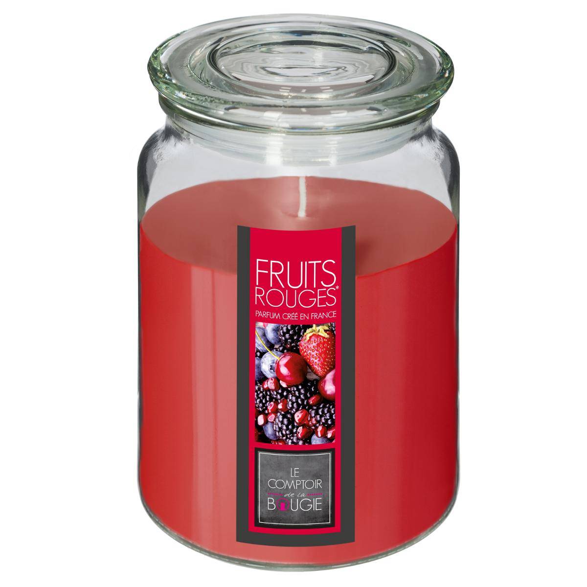 Bougie parfumée pot en verre NINA rouge, ATMOSPHERA