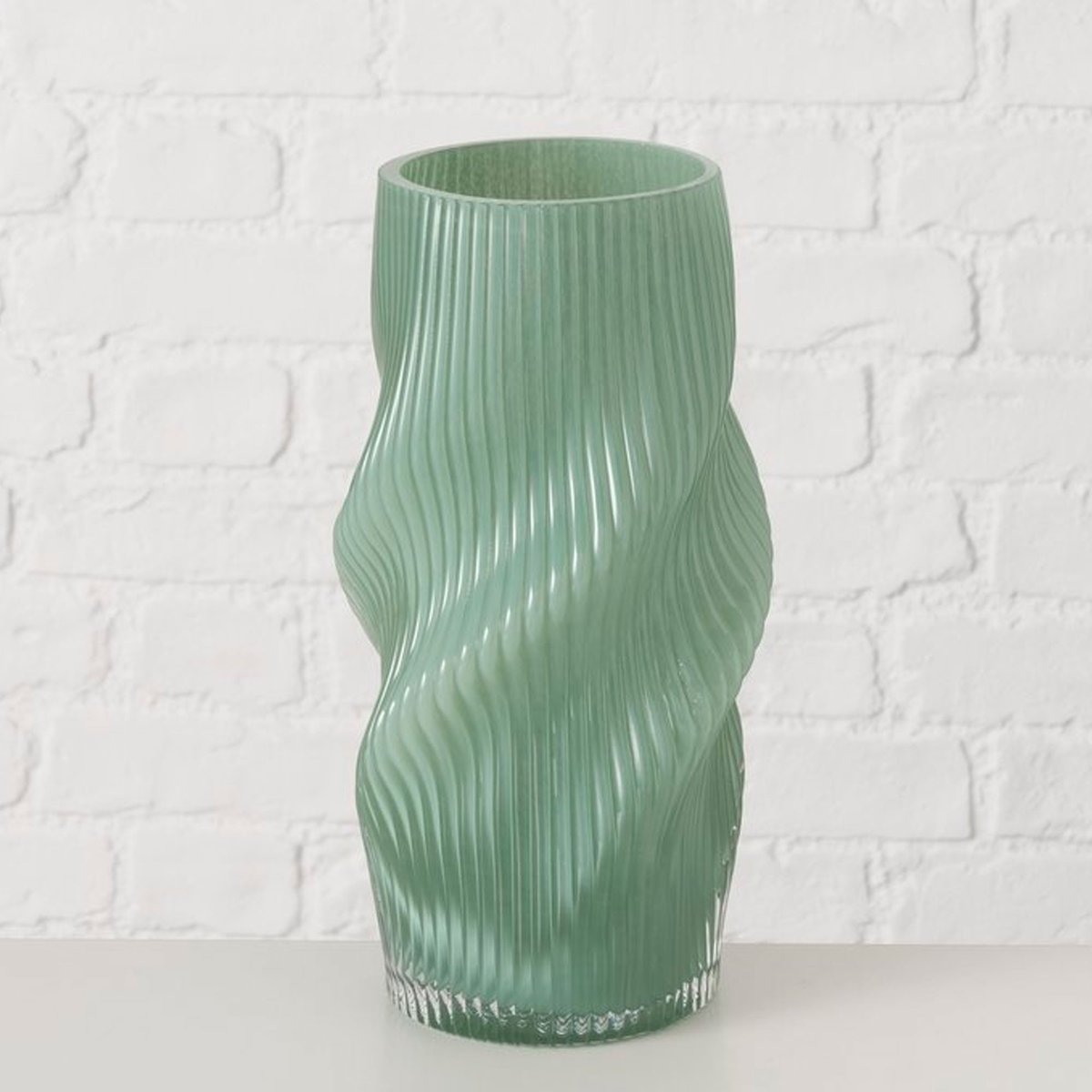 Vase design en verre vert 15.5x15.5x30cm vert, WADIGA