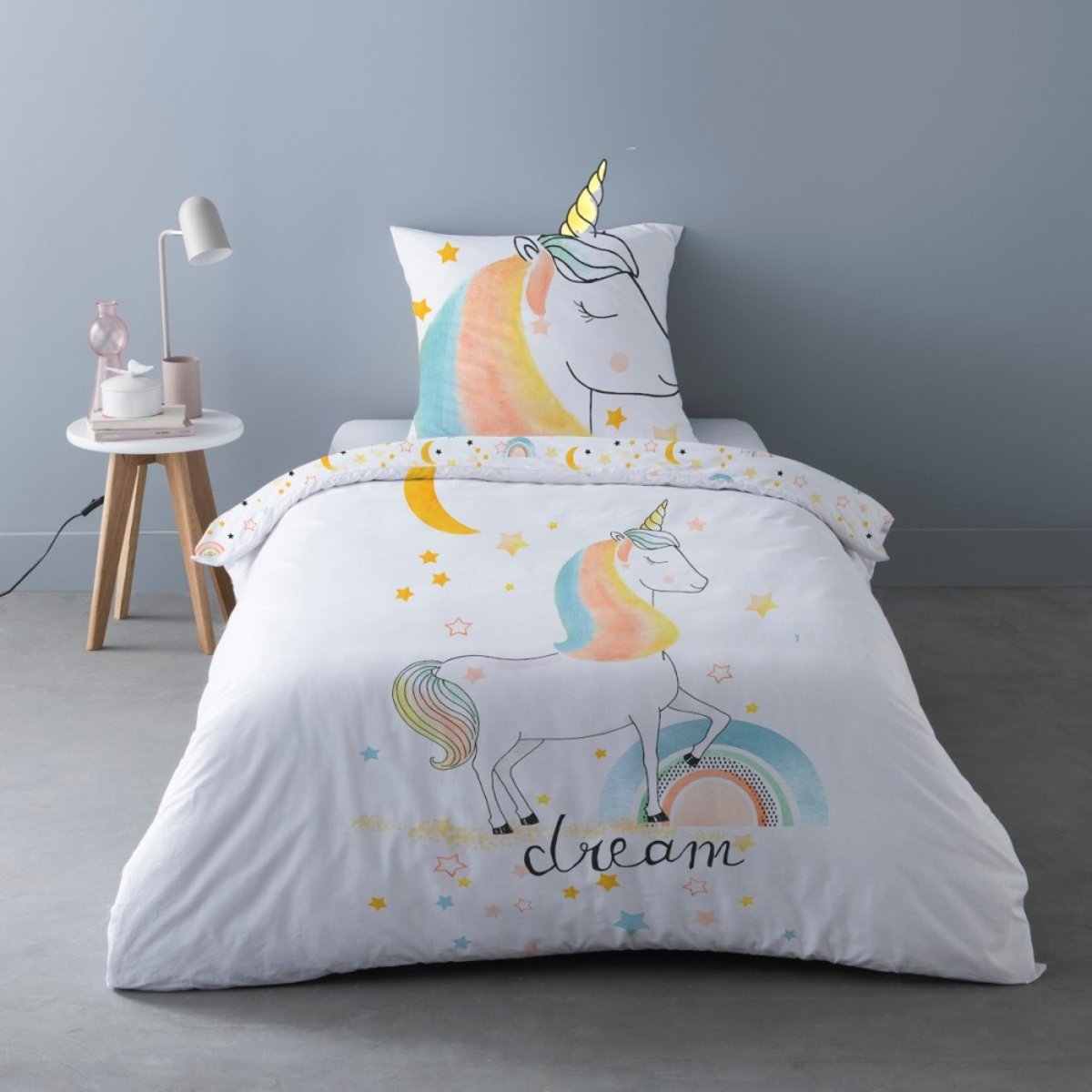 Housse de couette 140x200 Magic + 1 taie 100% coton color, DECORATIE